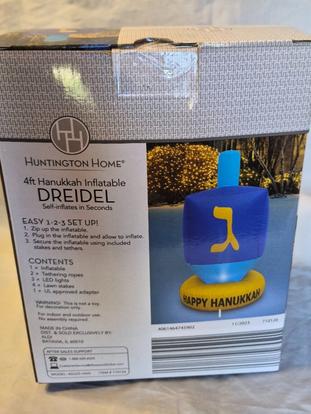 NEW In Box 4 ft Huntington Home Hannukah Dreidel Indoor /Outdoor Inflatable Deco - Picture 4 of 5